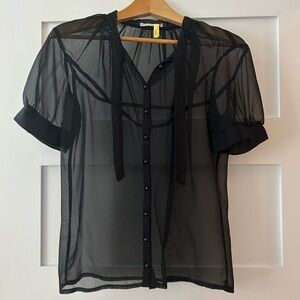 Anastasia Lomonova see through black blouse